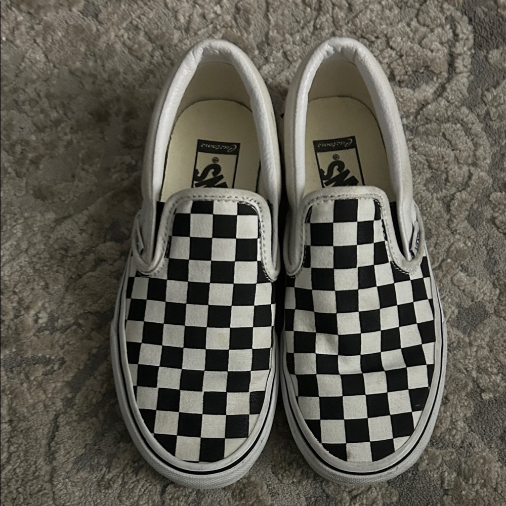 Vans Kids Black and White Checkered Slip-On Sneakers